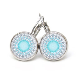 Ohrstecker, Ohrhänger, Clipse & Druckknopf – Motiv türkis blaues Mandala Mosaik – Schmuck aus Edelstahl Ohrstecker, Ohrhänger, Clipse & Druckknopf – Motiv türkis blaues Mandala Mosaik – Schmuck aus Edelstahl