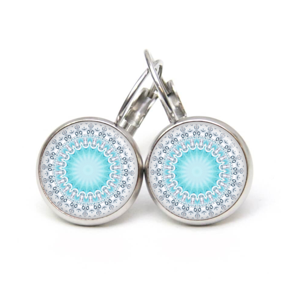 Ohrstecker, Ohrhänger, Clipse & Druckknopf – Motiv türkis blaues Mandala Mosaik – Schmuck aus Edelstahl Ohrstecker, Ohrhänger, Clipse & Druckknopf – Motiv türkis blaues Mandala Mosaik – Schmuck aus Edelstahl