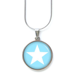 Ohrstecker, Ohrhänger, Clipse & Druckknopf – Motiv Stern weiß hellblau Babyblau – Schmuck aus Edelstahl Ohrstecker, Ohrhänger, Clipse & Druckknopf – Motiv Stern weiß hellblau Babyblau – Schmuck aus Edelstahl