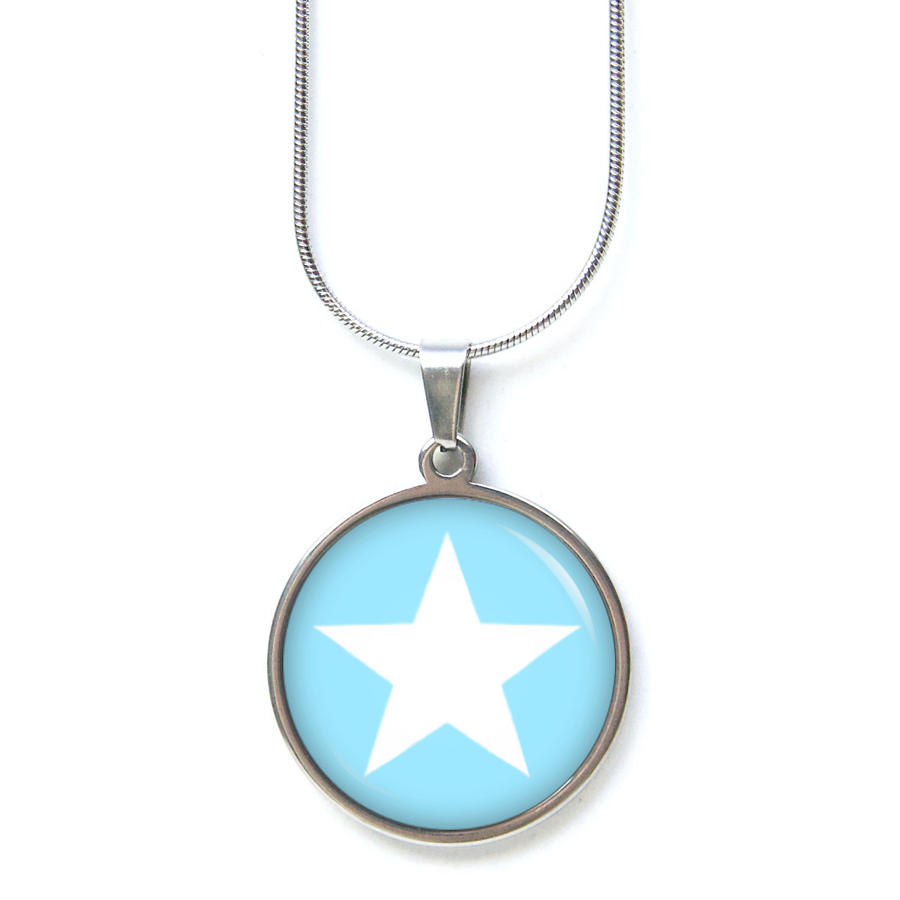 Ohrstecker, Ohrhänger, Clipse & Druckknopf – Motiv Stern weiß hellblau Babyblau – Schmuck aus Edelstahl Ohrstecker, Ohrhänger, Clipse & Druckknopf – Motiv Stern weiß hellblau Babyblau – Schmuck aus Edelstahl