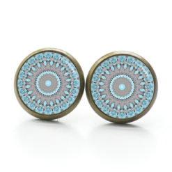Ohrstecker, Ohrhänger, Clipse & Druckknopf – Motiv türkis graues Mandala – Schmuck aus Edelstahl Ohrstecker, Ohrhänger, Clipse & Druckknopf – Motiv türkis graues Mandala – Schmuck aus Edelstahl