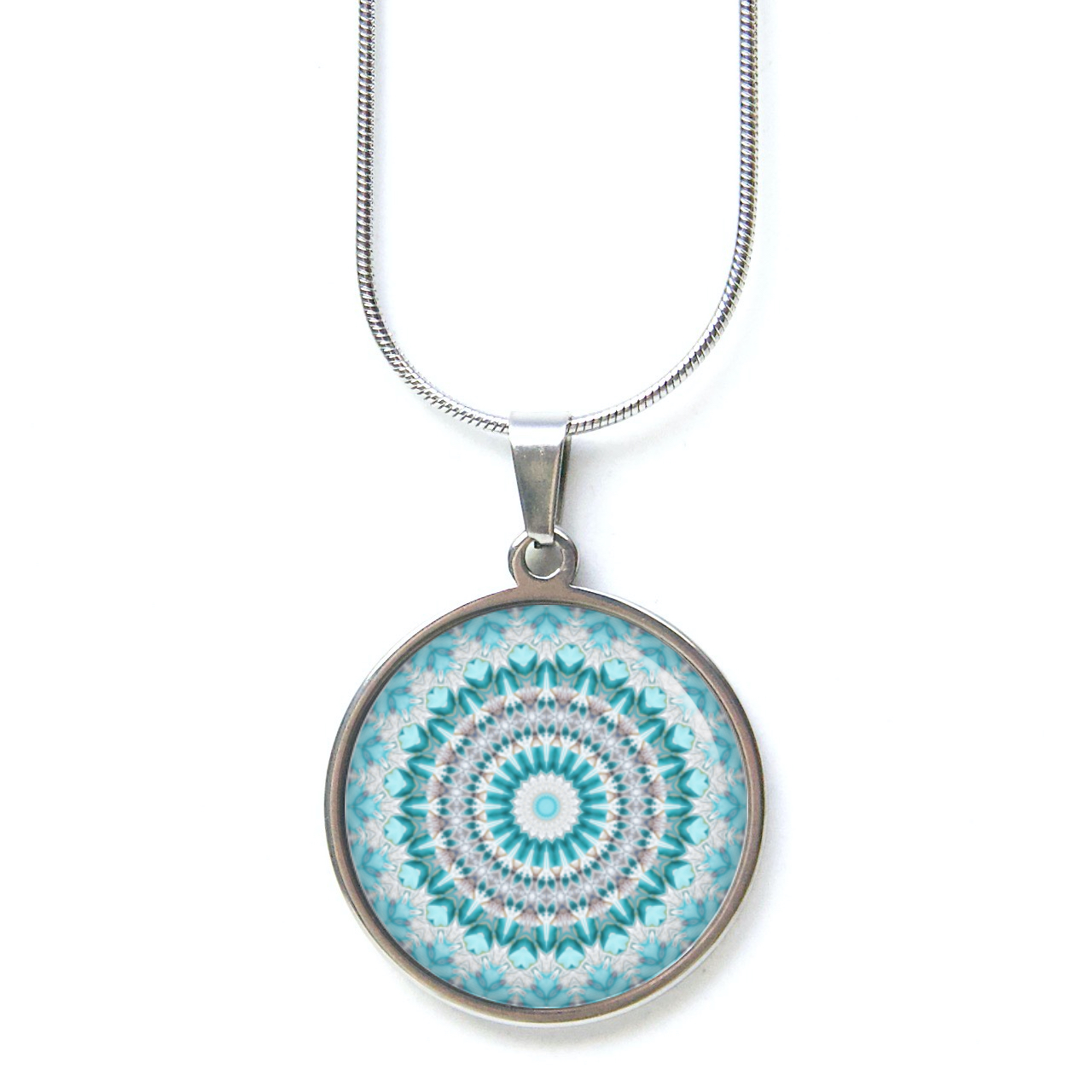 Ohrstecker, Ohrhänger, Clipse & Druckknopf – Motiv türkis graues Mandala Muster – Schmuck aus Edelstahl Ohrstecker, Ohrhänger, Clipse & Druckknopf – Motiv türkis graues Mandala Muster – Schmuck aus Edelstahl