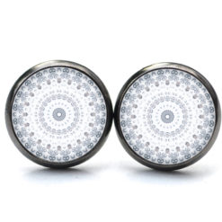 Ohrstecker, Ohrhänger, Clipse & Druckknopf – Motiv graues Mandala – Schmuck aus Edelstahl Ohrstecker, Ohrhänger, Clipse & Druckknopf – Motiv graues Mandala – Schmuck aus Edelstahl