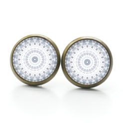 Ohrstecker, Ohrhänger, Clipse & Druckknopf – Motiv graues Mandala – Schmuck aus Edelstahl Ohrstecker, Ohrhänger, Clipse & Druckknopf – Motiv graues Mandala – Schmuck aus Edelstahl