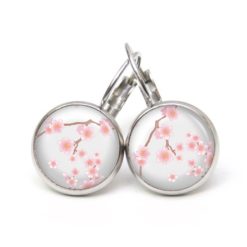 Ohrstecker, Ohrhänger, Clipse & Druckknopf – Motiv rosa Kirschblüten – Schmuck aus Edelstahl Ohrstecker, Ohrhänger, Clipse & Druckknopf – Motiv rosa Kirschblüten – Schmuck aus Edelstahl