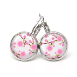 Ohrstecker, Ohrhänger, Clipse & Druckknopf – Motiv pinke Kirschblüten – Schmuck aus Edelstahl Ohrstecker, Ohrhänger, Clipse & Druckknopf – Motiv pinke Kirschblüten – Schmuck aus Edelstahl
