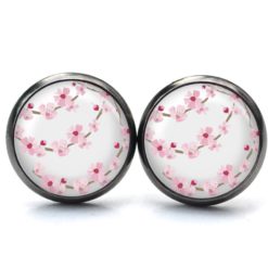 Ohrstecker, Ohrhänger, Clipse & Druckknopf – Motiv Kirschblüten Kette – Schmuck aus Edelstahl Ohrstecker, Ohrhänger, Clipse & Druckknopf – Motiv Kirschblüten Kette – Schmuck aus Edelstahl