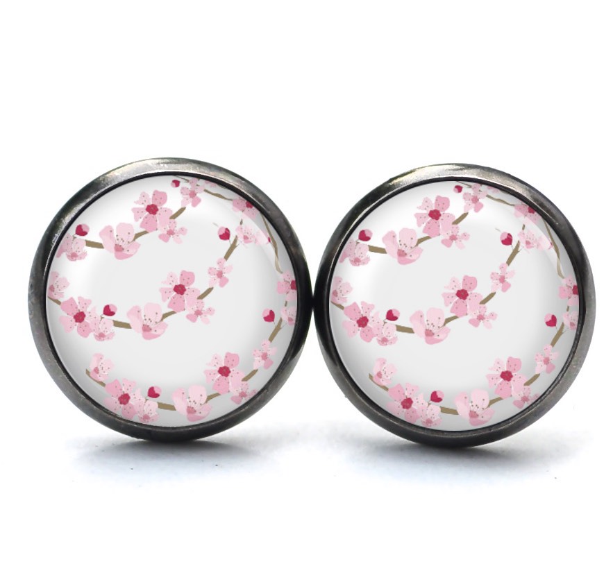 Ohrstecker, Ohrhänger, Clipse & Druckknopf – Motiv Kirschblüten Kette – Schmuck aus Edelstahl Ohrstecker, Ohrhänger, Clipse & Druckknopf – Motiv Kirschblüten Kette – Schmuck aus Edelstahl