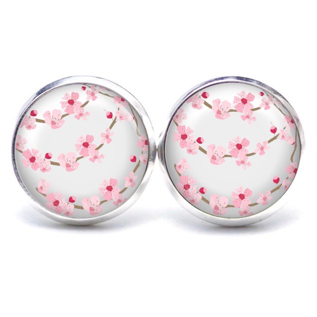 Ohrstecker, Ohrhänger, Clipse & Druckknopf – Motiv Kirschblüten Kette – Schmuck aus Edelstahl Ohrstecker, Ohrhänger, Clipse & Druckknopf – Motiv Kirschblüten Kette – Schmuck aus Edelstahl