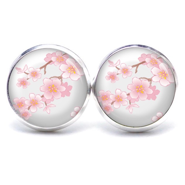 Ohrstecker, Ohrhänger, Clipse & Druckknopf – Motiv zarte Kirschblüten – Schmuck aus Edelstahl Ohrstecker, Ohrhänger, Clipse & Druckknopf – Motiv zarte Kirschblüten – Schmuck aus Edelstahl