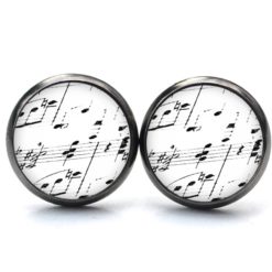 Ohrstecker, Ohrhänger, Clipse & Druckknopf – Motiv Notenblatt in schwarz und weiß – Schmuck aus Edelstahl Ohrstecker, Ohrhänger, Clipse & Druckknopf – Motiv Notenblatt in schwarz und weiß – Schmuck aus Edelstahl