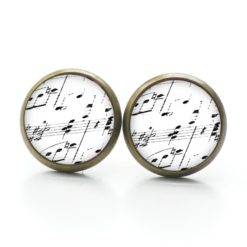 Ohrstecker, Ohrhänger, Clipse & Druckknopf – Motiv Notenblatt in schwarz und weiß – Schmuck aus Edelstahl Ohrstecker, Ohrhänger, Clipse & Druckknopf – Motiv Notenblatt in schwarz und weiß – Schmuck aus Edelstahl