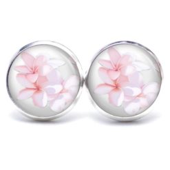 Ohrstecker, Ohrhänger, Clipse & Druckknopf – Motiv zarte Frangipani Blüten – Schmuck aus Edelstahl
