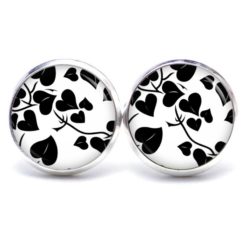 Ohrstecker, Ohrhänger, Clipse & Druckknopf – Motiv Herzen in schwarz und weiß – Schmuck aus Edelstahl Ohrstecker, Ohrhänger, Clipse & Druckknopf – Motiv Herzen in schwarz und weiß – Schmuck aus Edelstahl