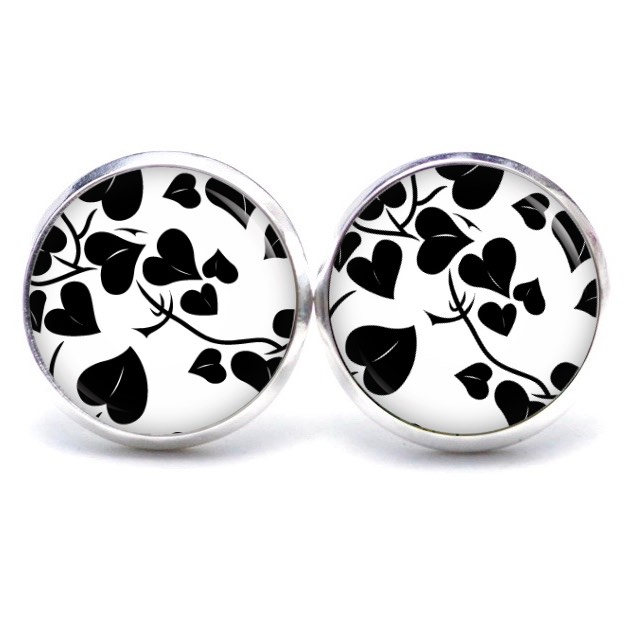Ohrstecker, Ohrhänger, Clipse & Druckknopf – Motiv Herzen in schwarz und weiß – Schmuck aus Edelstahl Ohrstecker, Ohrhänger, Clipse & Druckknopf – Motiv Herzen in schwarz und weiß – Schmuck aus Edelstahl