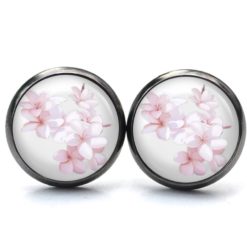 Ohrstecker, Ohrhänger, Clipse & Druckknopf – Motiv romantische Frangipani Blüten – Schmuck aus Edelstahl Ohrstecker, Ohrhänger, Clipse & Druckknopf – Motiv romantische Frangipani Blüten – Schmuck aus Edelstahl