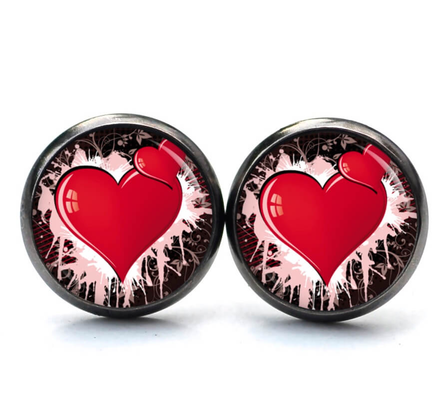 Ohrstecker, Ohrhänger, Clipse & Druckknopf – Motiv zwei Herzen Liebe Valentinstag – Schmuck aus Edelstahl Ohrstecker, Ohrhänger, Clipse & Druckknopf – Motiv zwei Herzen Liebe Valentinstag – Schmuck aus Edelstahl