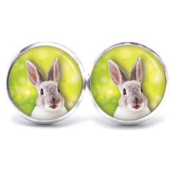 Ohrstecker, Ohrhänger, Clipse & Druckknopf – Motiv Osterhase Ostern weißer Hase – Schmuck aus Edelstahl