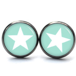 Ohrstecker, Ohrhänger, Clipse & Druckknopf – Motiv minttürkiser Stern – Schmuck aus Edelstahl Ohrstecker, Ohrhänger, Clipse & Druckknopf – Motiv minttürkiser Stern – Schmuck aus Edelstahl