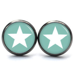 Ohrstecker, Ohrhänger, Clipse & Druckknopf – Motiv türkiser Stern – Schmuck aus Edelstahl Ohrstecker, Ohrhänger, Clipse & Druckknopf – Motiv türkiser Stern – Schmuck aus Edelstahl