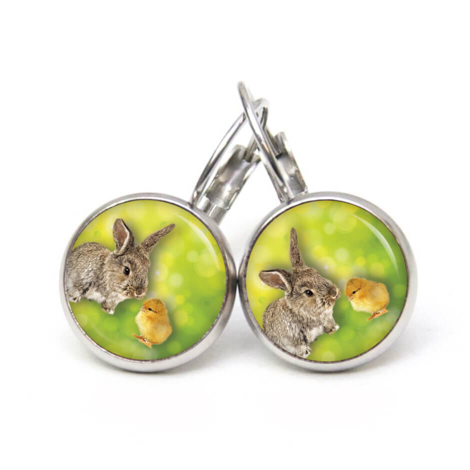 Ohrstecker, Ohrhänger, Clipse & Druckknopf – Motiv Osterhase Ostern Hase Kücken – Schmuck aus Edelstahl Ohrstecker, Ohrhänger, Clipse & Druckknopf – Motiv Osterhase Ostern Hase Kücken – Schmuck aus Edelstahl