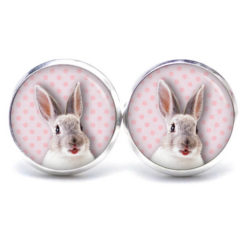 Ohrstecker, Ohrhänger, Clipse & Druckknopf – Motiv Osterhase Ostern rosa Hase – Schmuck aus Edelstahl