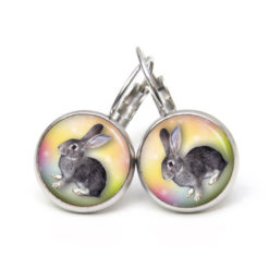 Ohrstecker, Ohrhänger, Clipse & Druckknopf – Motiv Osterhase Ostern grauer Hase – Schmuck aus Edelstahl