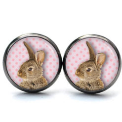 Ohrstecker, Ohrhänger, Clipse & Druckknopf – Motiv Osterhase Ostern brauner Hase – Schmuck aus Edelstahl