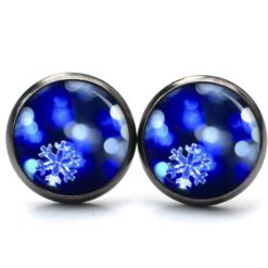 Druckknopf Ohrstecker Ohrhänger Clipse blaue Eiskristall Schnee Druckknopf Ohrstecker Ohrhänger Clipse blaue Eiskristall Schnee