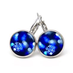 Druckknopf Ohrstecker Ohrhänger Clipse blaue Eiskristall Schnee Druckknopf Ohrstecker Ohrhänger Clipse blaue Eiskristall Schnee