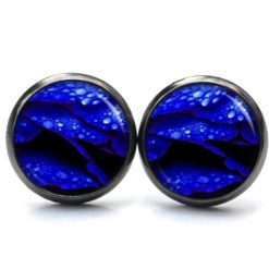 Ohrstecker, Ohrhänger, Clipse & Druckknopf – Motiv Blaue Rosenblätter mit Wasser – Schmuck aus Edelstahl Ohrstecker, Ohrhänger, Clipse & Druckknopf – Motiv Blaue Rosenblätter mit Wasser – Schmuck aus Edelstahl