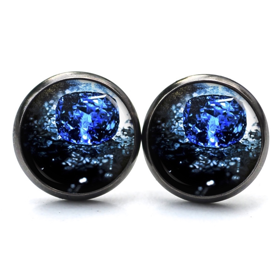 Druckknopf Ohrstecker Ohrhänger Clipse Eiswürfel in Blau Druckknopf Ohrstecker Ohrhänger Clipse Eiswürfel in Blau