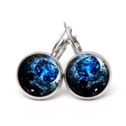Druckknopf Ohrstecker Ohrhänger Clipse Eiswürfel in Blau Druckknopf Ohrstecker Ohrhänger Clipse Eiswürfel in Blau