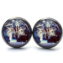 Druckknopf Ohrstecker Ohrhänger Clipse verträumte Winterlandschaft Winterohrringe Druckknopf Ohrstecker Ohrhänger Clipse verträumte Winterlandschaft Winterohrringe