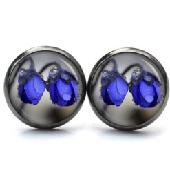 Druckknopf Ohrstecker Ohrhänger Clipse blaue Glocken Blumen Druckknopf Ohrstecker Ohrhänger Clipse blaue Glocken Blumen