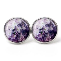 Druckknopf Ohrstecker Ohrhänger Clipse Flieder Blüte violett