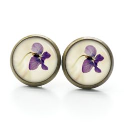 Druckknopf Ohrstecker Ohrhänger violette Orchidee