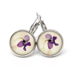 Druckknopf Ohrstecker Ohrhänger violette Orchidee