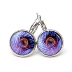 Druckknopf Ohrstecker Ohrhänger Clipse Pfau Pfauenauge violett lila Druckknopf Ohrstecker Ohrhänger Clipse Pfau Pfauenauge violett lila