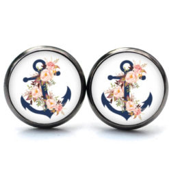 Blaue Anker Ohrringe aus Edelstahl – Maritimes Blumen Motiv – Just Trisha Blaue Anker Ohrringe aus Edelstahl - Maritimes Blumen Motiv - Just Trisha