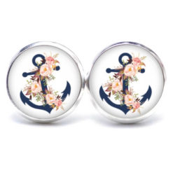 Blaue Anker Ohrringe aus Edelstahl - Maritimes Blumen Motiv - Just Trisha