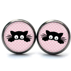 Ohrstecker, Ohrhänger, Clipse & Druckknopf – Motiv neugierige Katze – Schmuck aus Edelstahl Ohrstecker, Ohrhänger, Clipse & Druckknopf – Motiv neugierige Katze – Schmuck aus Edelstahl