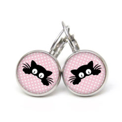 Ohrstecker, Ohrhänger, Clipse & Druckknopf – Motiv neugierige Katze – Schmuck aus Edelstahl Ohrstecker, Ohrhänger, Clipse & Druckknopf – Motiv neugierige Katze – Schmuck aus Edelstahl