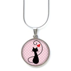 Ohrstecker, Ohrhänger, Clipse & Druckknopf – Motiv schwarze Katze mit Herz – Schmuck aus Edelstahl Ohrstecker, Ohrhänger, Clipse & Druckknopf – Motiv schwarze Katze mit Herz – Schmuck aus Edelstahl
