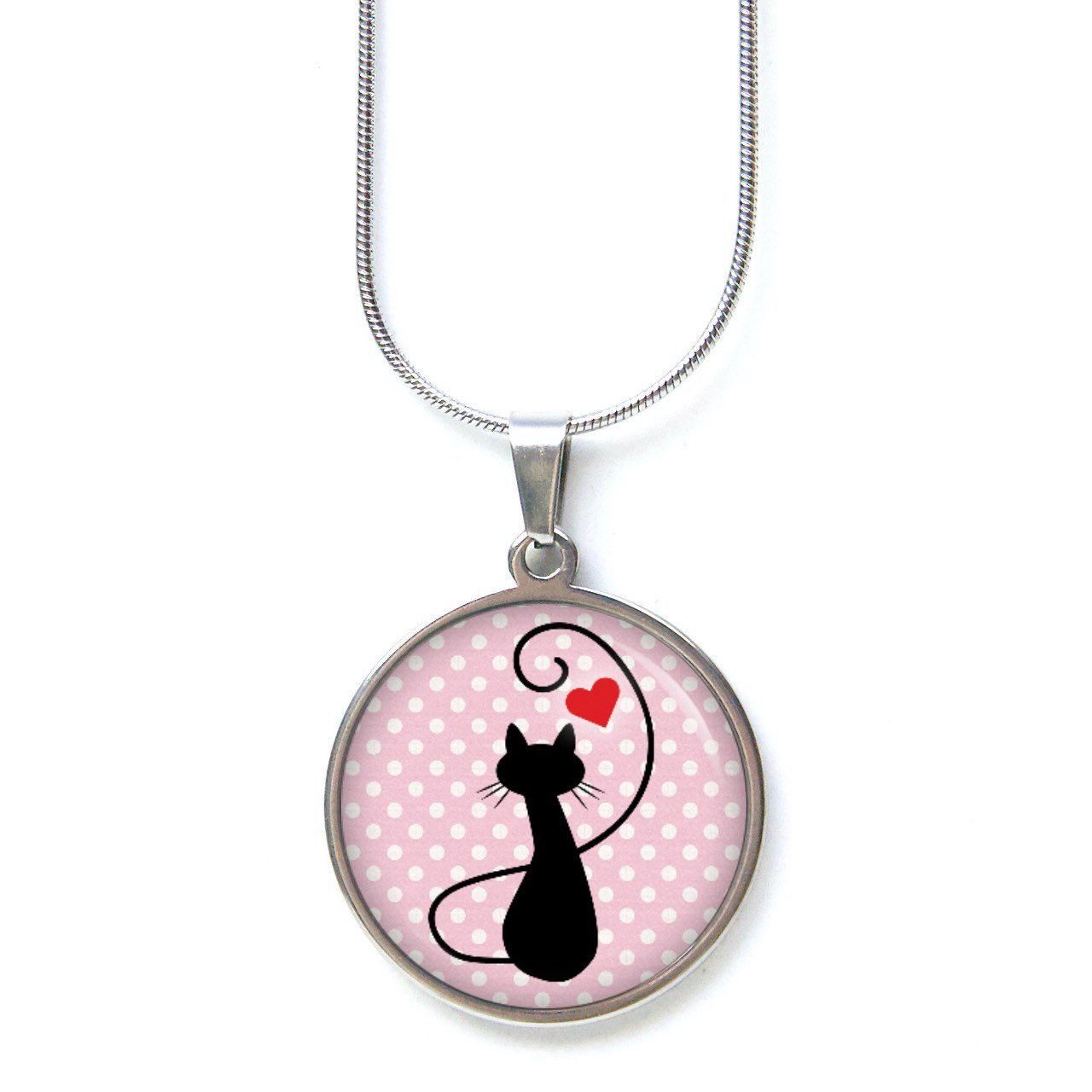 Ohrstecker, Ohrhänger, Clipse & Druckknopf – Motiv schwarze Katze mit Herz – Schmuck aus Edelstahl Ohrstecker, Ohrhänger, Clipse & Druckknopf – Motiv schwarze Katze mit Herz – Schmuck aus Edelstahl