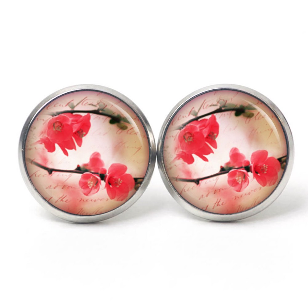 Ohrstecker, Ohrhänger, Clipse & Druckknopf mit romantischen Sakura Blüten – Schmuck aus Edelstahl von Just Trisha Ohrstecker, Ohrhänger, Clipse & Druckknopf mit romantischen Sakura Blüten – Schmuck aus Edelstahl von Just Trisha