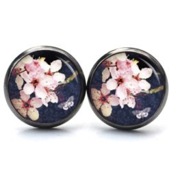 Ohrstecker, Ohrhänger, Clipse & Druckknopf – Motiv Kirschblüte Dunkelblau – Schmuck aus Edelstahl Ohrstecker, Ohrhänger, Clipse & Druckknopf - Motiv Kirschblüte Dunkelblau - Schmuck aus Edelstahl