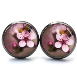 Ohrstecker, Ohrhänger, Clipse & Druckknopf – Motiv Kirschblüten Rosa – Schmuck aus Edelstahl Ohrstecker, Ohrhänger, Clipse & Druckknopf - Motiv Kirschblüten Rosa - Schmuck aus Edelstahl