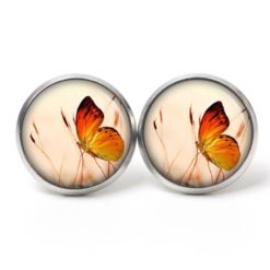 Ohrstecker, Ohrhänger, Clipse & Druckknopf – Motiv Schmetterling auf der Wiese – Schmuck aus Edelstahl