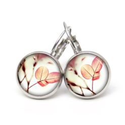Ohrstecker, Ohrhänger, Clipse & Druckknopf – Motiv zartes Blatt orange Herbst – Schmuck aus Edelstahl